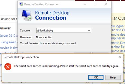 remote desktop connection asking for smart card|Remote Desktop from Window 10 askin.